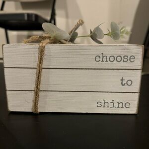 Rustic White Decorative Block with Inspirational Message